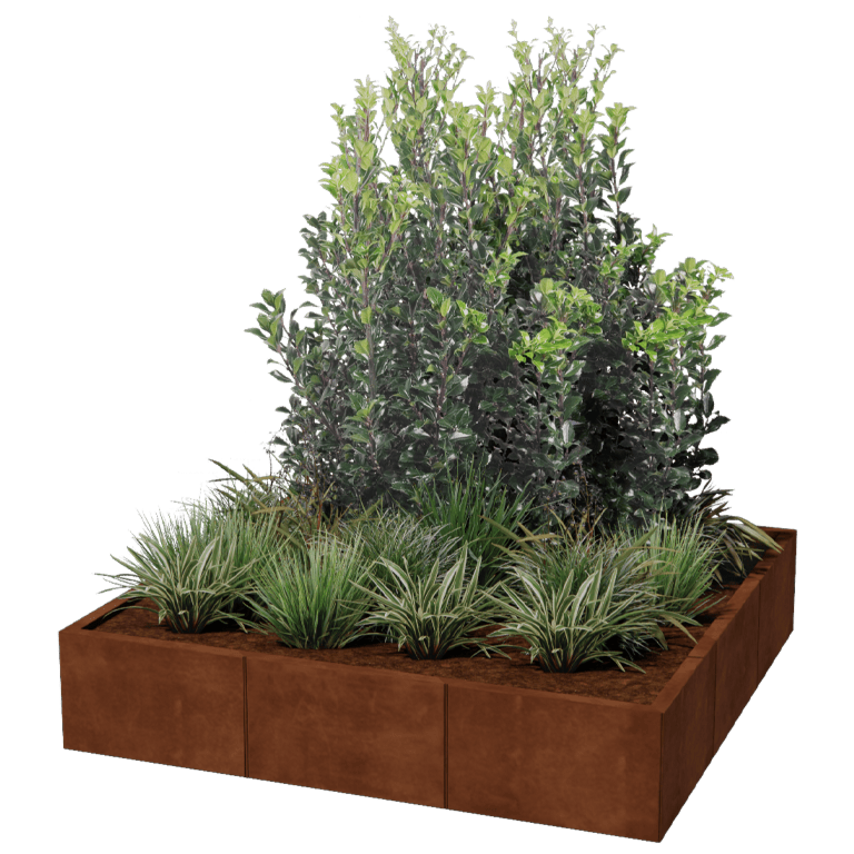 Donica ze stali corten XXL - Kwadratowe - 150 x 150 cm