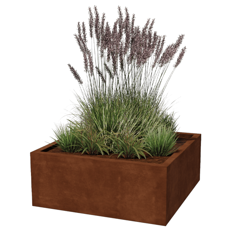 Donica ze stali corten - Kwadratowe - 100 x 100 x 40 cm - Spawany