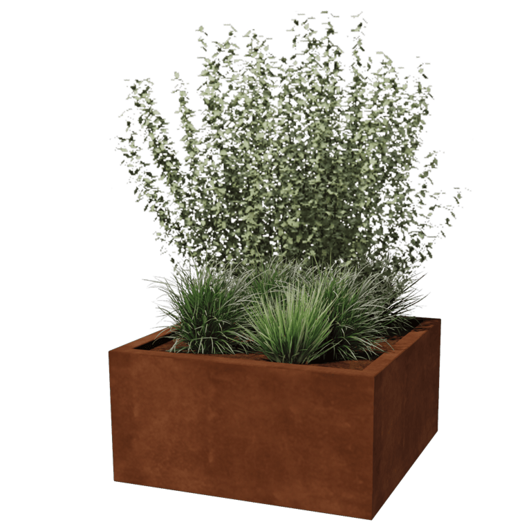 Donica ze stali corten - Kwadratowe - 80 x 80 x 40 cm - Spawany