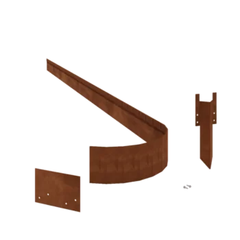 Obrzeże trawnikowe ze stali corten - Zagięte FLEX - Wysokość 13 cm - Kompletny zestaw 15 metr