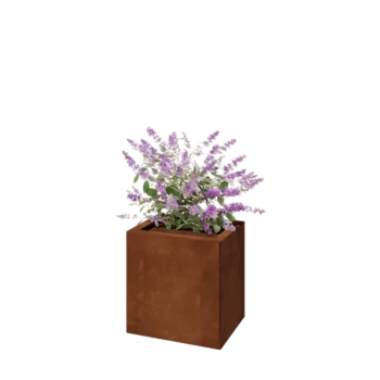 Donica ze stali corten - Prostokątne - 40 x 30 x 40 cm - Z płytą dolną