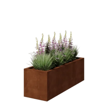Donica ze stali corten - Prostokątne - 150 x 50 x 50 cm - Spawany - Z płytą dolną