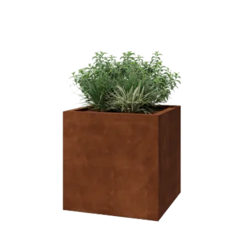 Donica ze stali corten - Kwadratowe - 70 x 70 x 70 cm - Spawany - Z płytą dolną