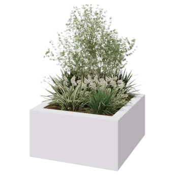 Donica poliestrowa - Kwadrat - 80 x 80 x 40 cm - RAL9010 matowy (biały) - Z dnem