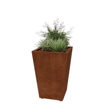 Donica ze stali corten - Stożkowa - 60 x 60 x 81,5 cm - Spawany - Z płytą dolną