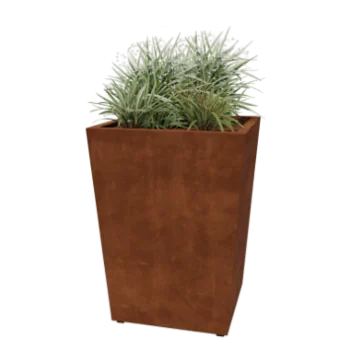 Donica ze stali corten - Stożkowa - 80 x 80 x 101,5 cm - Spawany - Z płytą dolną
