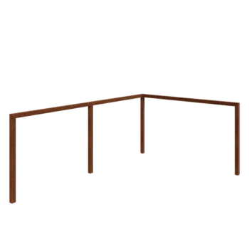 Pergola ze stali corten - Narożnik - 600 x 412 x 242 cm - Bez bloczka betonowego