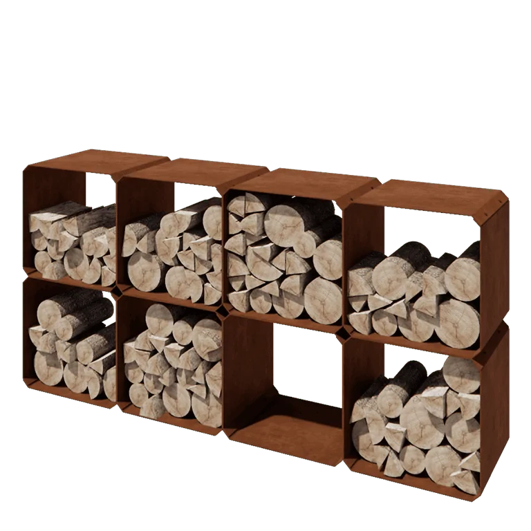 Drewutnia ze stali corten - Colorado 8 sztuki - 40 x 40 x 40 cm