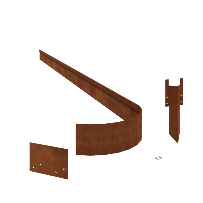 Obrzeże trawnikowe ze stali corten - Zagięte FLEX - Wysokość 13 cm - Kompletny zestaw 24 metr