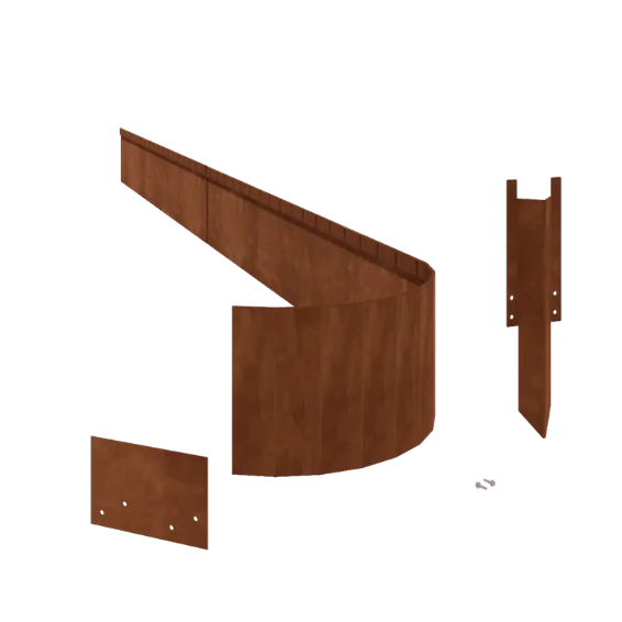 Obrzeże trawnikowe ze stali corten - Zagięte FLEX - Wysokość 23 cm - Kompletny zestaw 15 metr