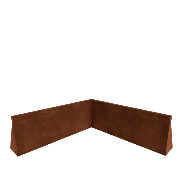 Mur oporowy ze stali corten - Narożnik wewnętrzny - 100 x 100 x 40 cm