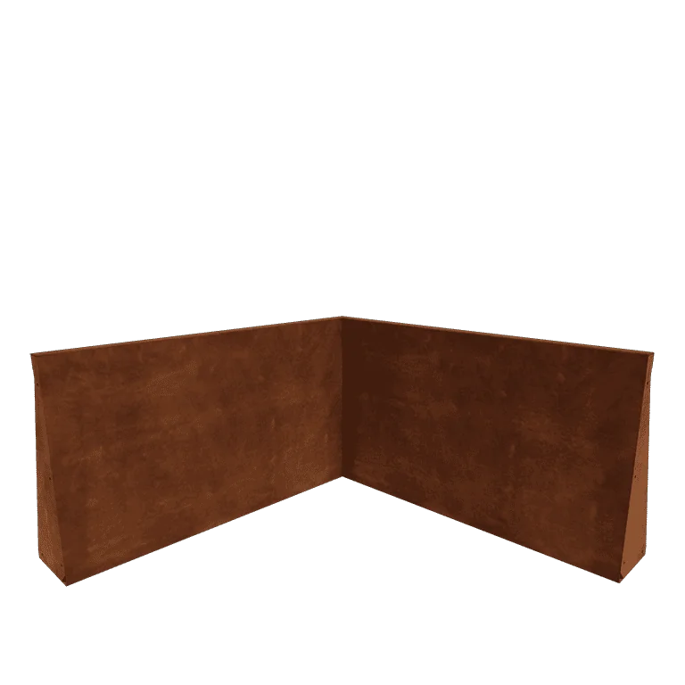 Mur oporowy ze stali corten - Narożnik wewnętrzny - 100 x 100 x 60 cm