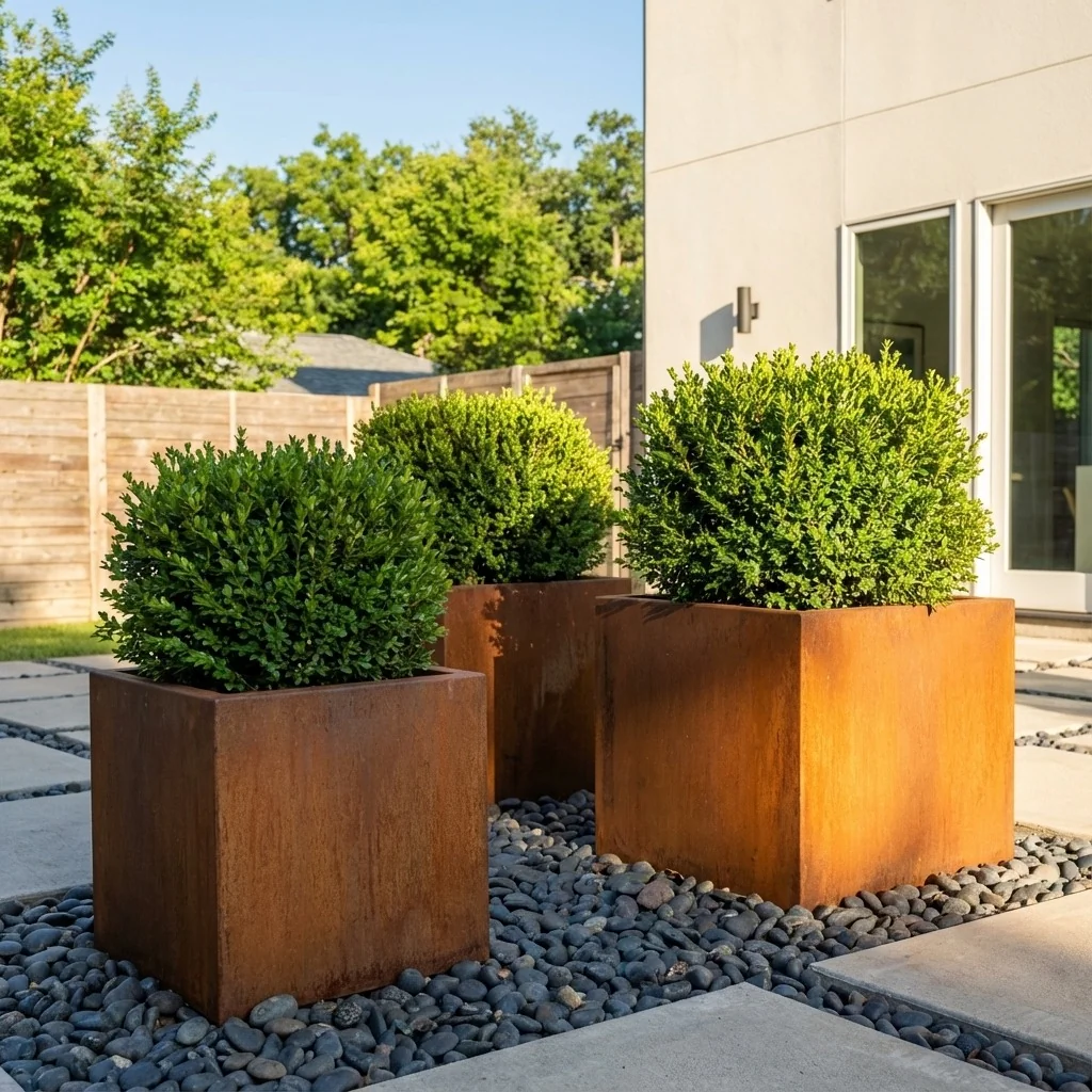 Donica ze stali corten - Kwadratowe - 60 x 60 x 60 cm - Z płytą dolną