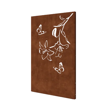 Panel dekoracyjny ze stali corten - Lilia - 120 x 6 x 190 cm
