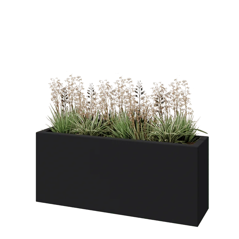 Donica poliestrowa - Prostokąt - 120 x 30 x 50 cm - RAL7021 matowy (czarny szary) - Z dnem