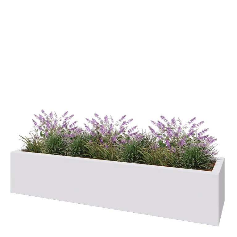 Donica poliestrowa - Prostokąt - 200 x 50 x 40 cm - RAL9010 matowy (biały) - Z dnem