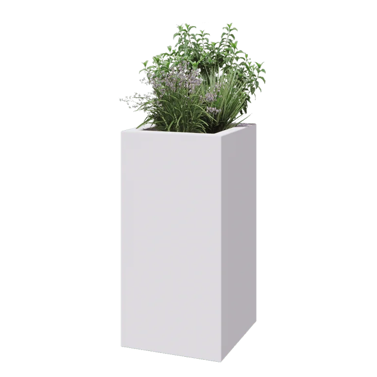 Donica poliestrowa - Kwadrat - 50 x 50 x 100 cm - RAL9010 matowy (biały) - Z dnem