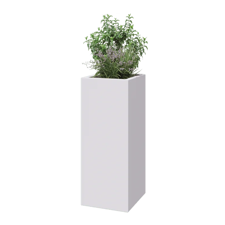Donica poliestrowa - Kwadrat - 40 x 40 x 100 cm - RAL9010 matowy (biały) - Z dnem