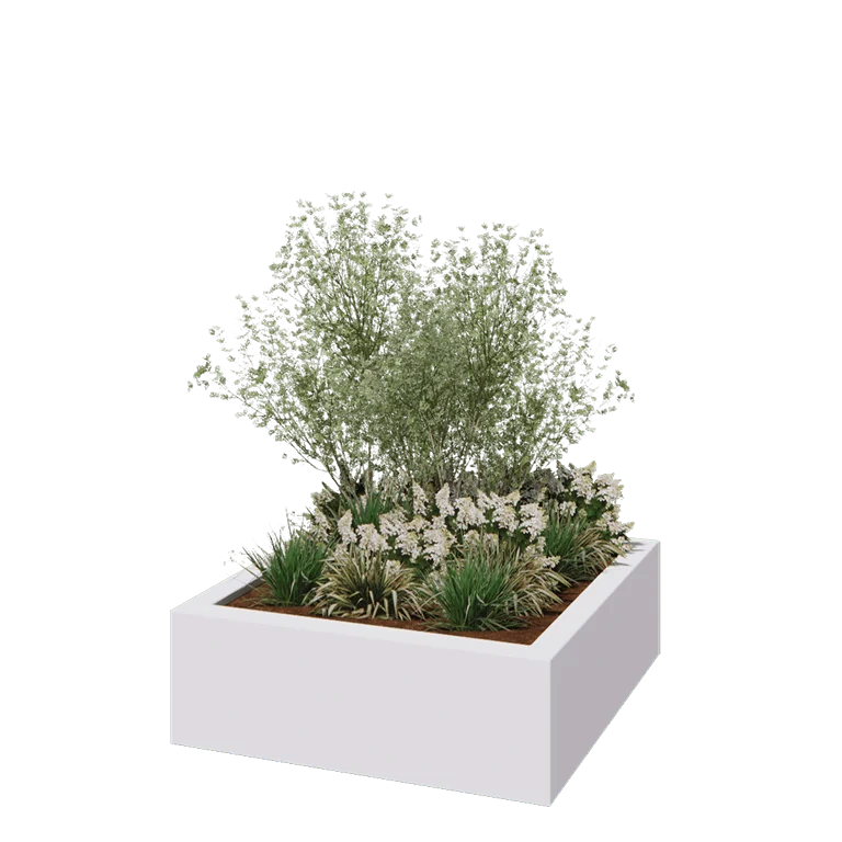 Donica poliestrowa - Kwadrat - 120 x 120 x 40 cm - RAL9010 matowy (biały) - Z dnem