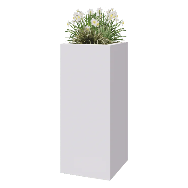 Donica poliestrowa - Kwadrat - 50 x 50 x 120 cm - RAL9010 matowy (biały) - Z dnem