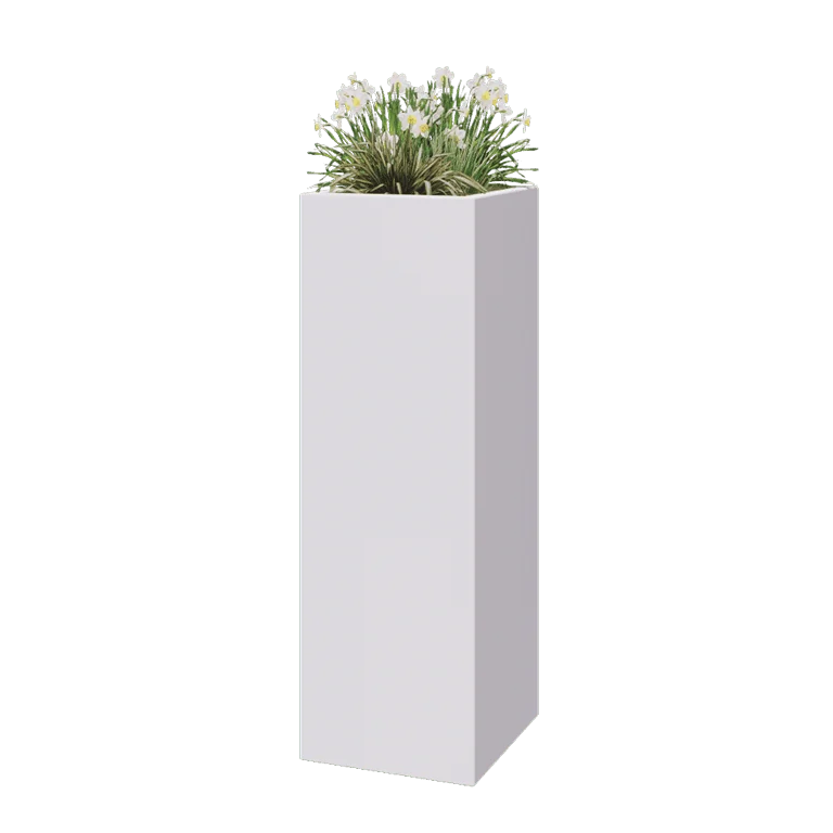 Donica poliestrowa - Kwadrat - 40 x 40 x 120 cm - RAL9010 matowy (biały) - Z dnem