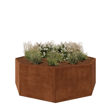 Donica ze stali corten - Ośmiokątne - 241,4 x 241,4 x 80 cm - Bez płyty dolnej