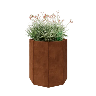 Donica ze stali corten - Ośmiokątne - 72,4 x 72,4 x 80 cm - Z płytą dolną