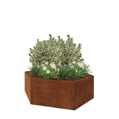 Donica ze stali corten - Sześciokątne - 199,3 x 173,2 x 60 cm - Bez płyty dolnej