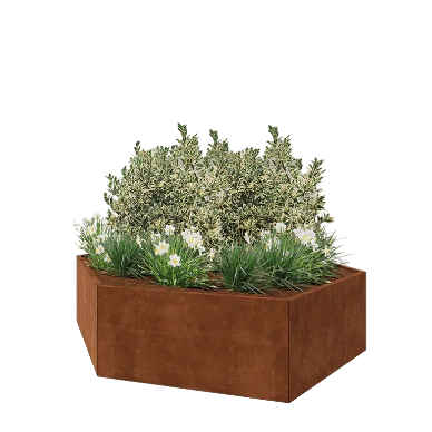 Donica ze stali corten - Sześciokątne - 239,3 x 207,8 x 60 cm - Bez płyty dolnej