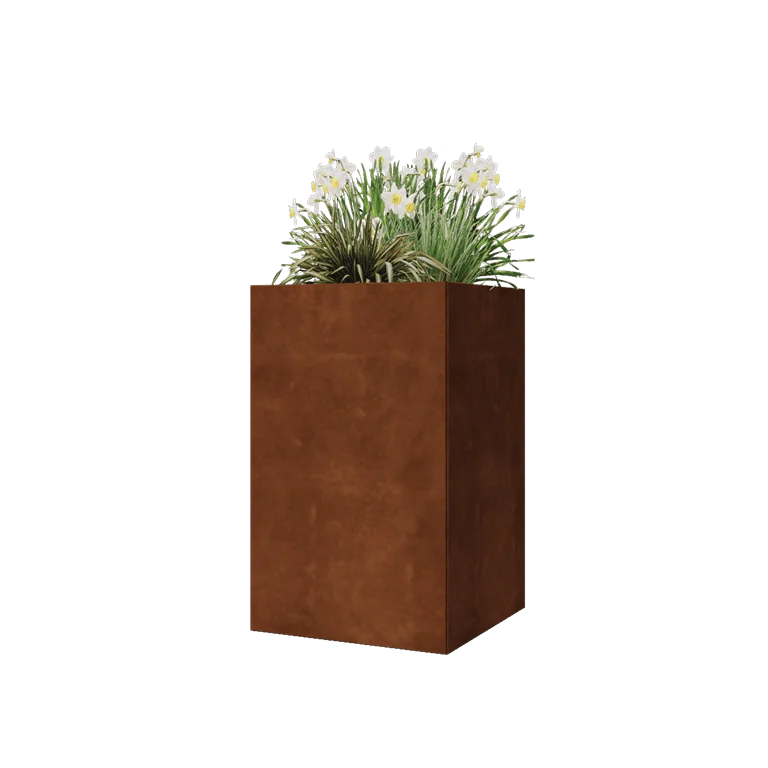 Donica ze stali corten - Kwadratowe - 50 x 50 x 80 cm - Bez płyty dolnej