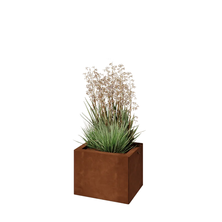 Donica ze stali corten - Prostokątne - 40 x 30 x 30 cm - Bez płyty dolnej