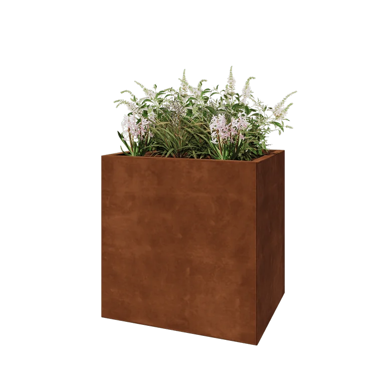 Donica ze stali corten - Prostokątne - 80 x 60 x 80 cm - Bez płyty dolnej