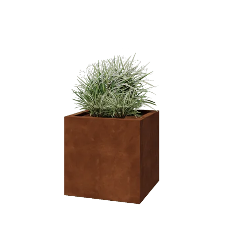 Donica ze stali corten - Kwadratowe - 60 x 60 x 60 cm - Spawany - Z płytą dolną