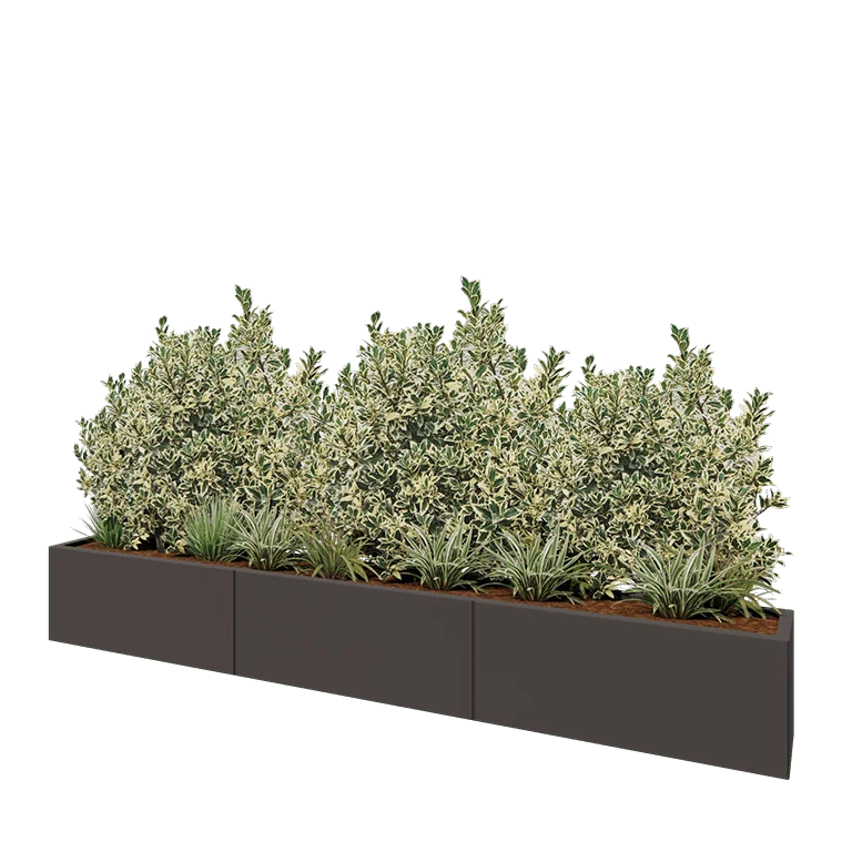 Stalowa donica XXL - Prostokątne - 300 x 30 x 40 cm - RAL7016 matowy (szary antracyt) - Bez płyty dolnej