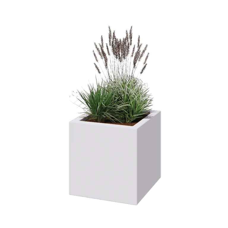 Donica poliestrowa - Kwadrat - 50 x 50 x 50 cm - RAL9010 matowy (biały) - Z dnem