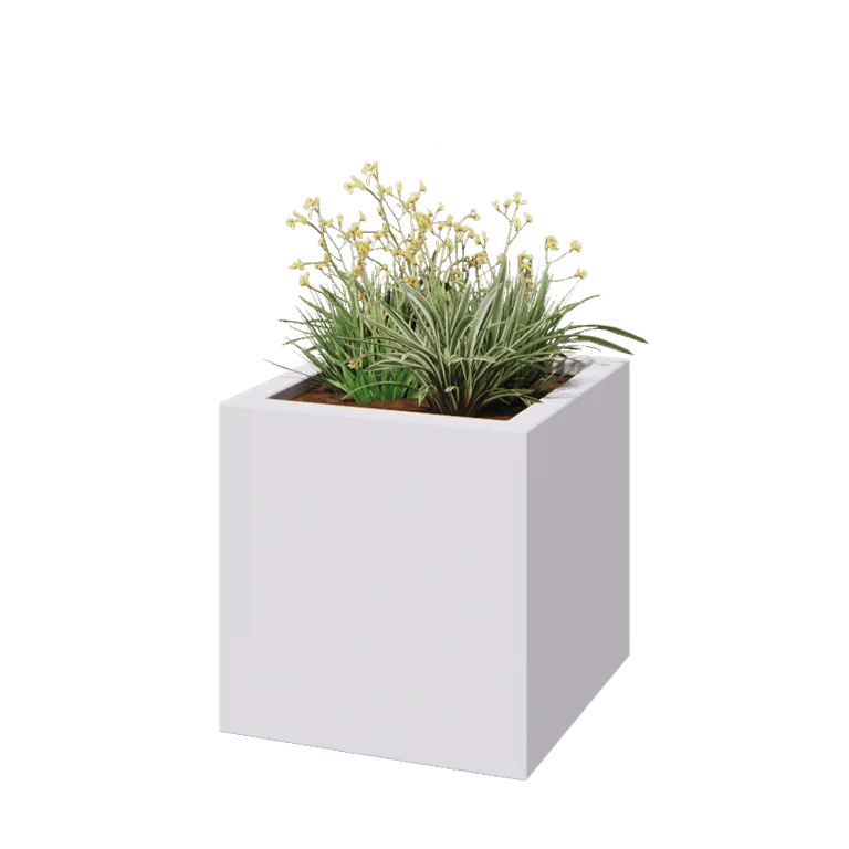 Donica poliestrowa - Kwadrat - 60 x 60 x 60 cm - RAL9010 matowy (biały) - Z dnem