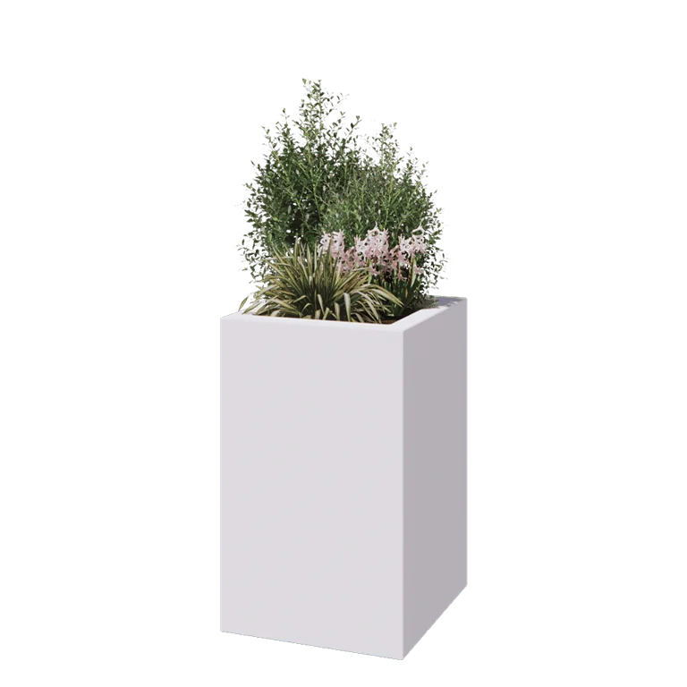 Donica poliestrowa - Kwadrat - 50 x 50 x 80 cm - RAL9010 matowy (biały) - Z dnem
