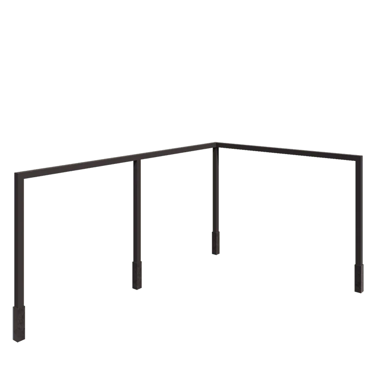 Stalowa pergola - Narożnik - 600 x 412 x 230 cm - RAL7016 matowy (szary antracyt) - Z bloczkiem betonowym