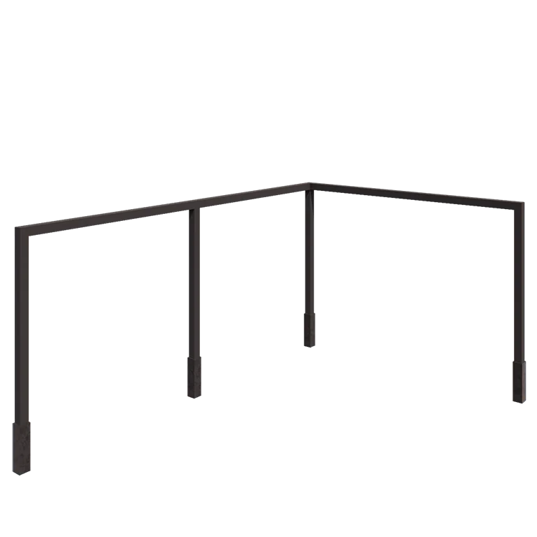 Stalowa pergola - Narożnik - 600 x 412 x 230 cm - Inny kolor RAL - Z bloczkiem betonowym