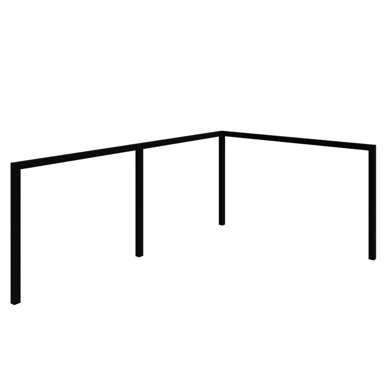 Stalowa pergola - Narożnik - 600 x 412 x 230 cm - RAL9005 matowy (czarny) - Bez bloczka betonowego