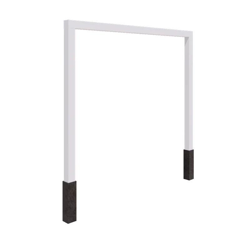 Stalowa pergola - Proste - 300 x 230 cm - RAL9010 matowy (biały) - Z bloczkiem betonowym