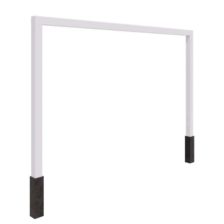 Stalowa pergola - Proste - 400 x 230 cm - RAL9010 matowy (biały) - Z bloczkiem betonowym