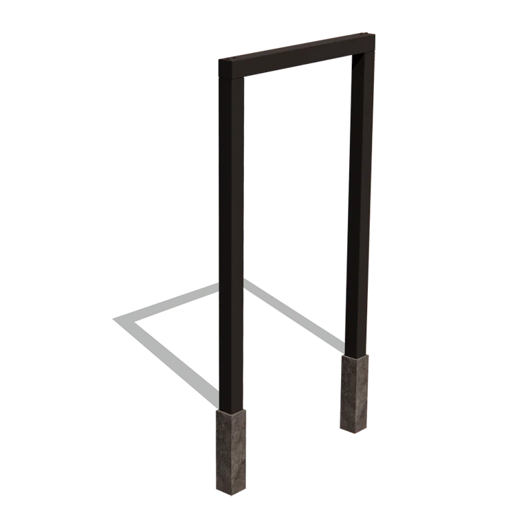 Stalowa pergola - Proste - 150 x 230 cm - RAL9005 matowy (czarny) - Z bloczkiem betonowym