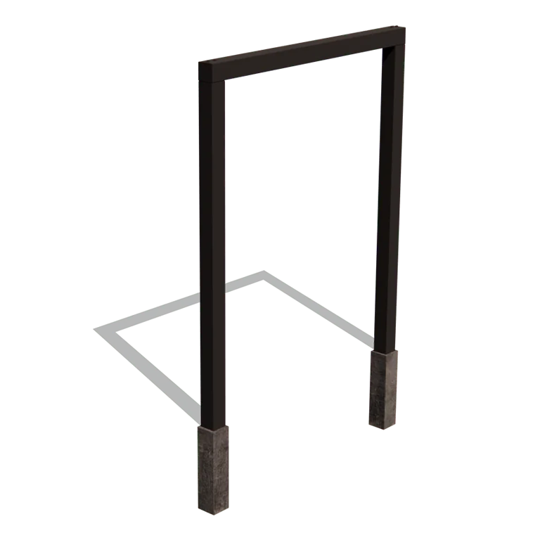 Stalowa pergola - Proste - 200 x 230 cm - RAL9005 matowy (czarny) - Bez bloczka betonowego