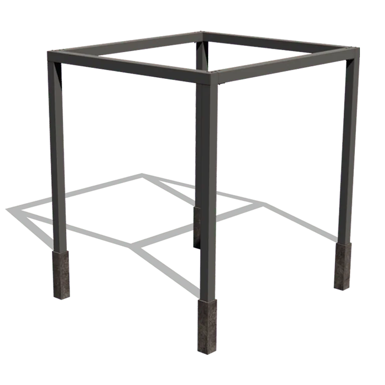 Stalowa pergola - Kwadratowe - 274 x 250 x 230 cm - RAL9005 matowy (czarny) - Z bloczkiem betonowym