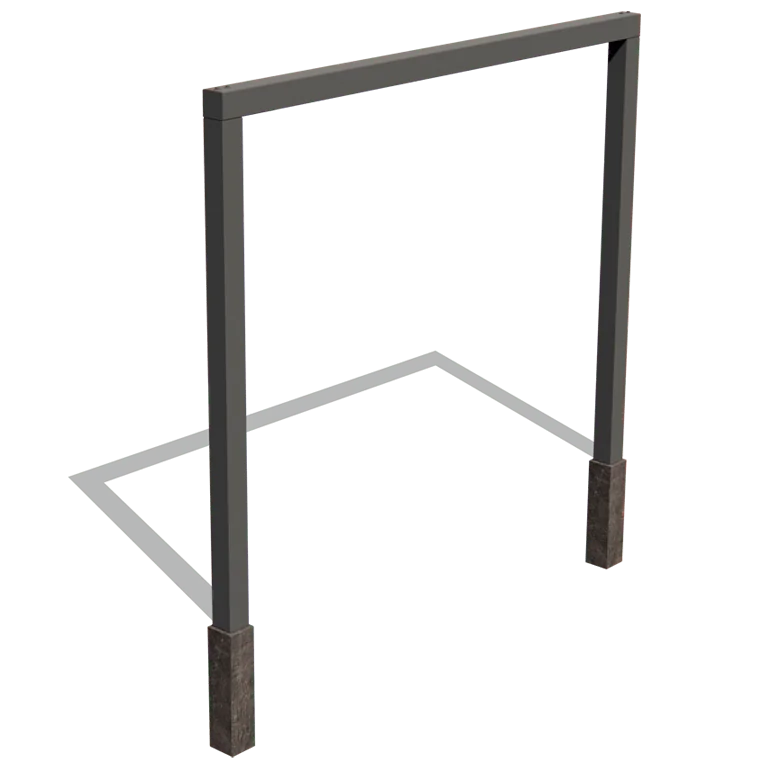 Stalowa pergola - Proste - 300 x 230 cm - RAL9005 matowy (czarny) - Z bloczkiem betonowym