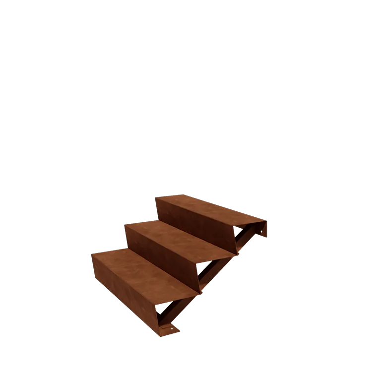 Schódy ogrodowe ze stali corten - 3-stopnie - 72 x 100 x 51 cm
