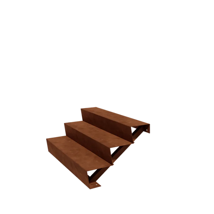 Schódy ogrodowe ze stali corten - 3-stopnie - 72 x 120 x 51 cm