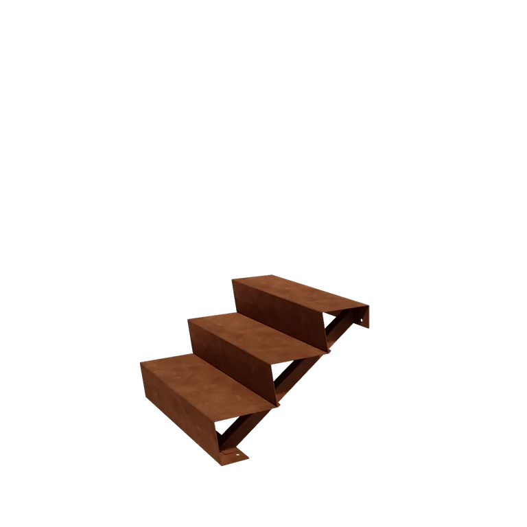 Schódy ogrodowe ze stali corten - 3-stopnie - 72 x 80 x 51 cm