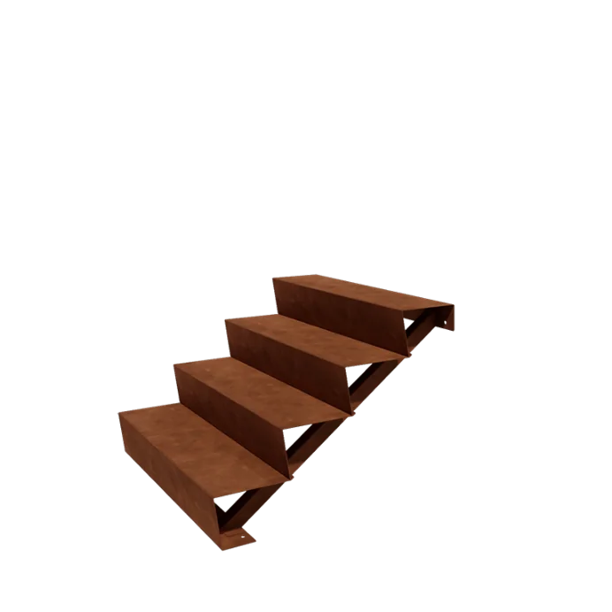 Schódy ogrodowe ze stali corten - 4-stopnie - 96 x 100 x 68 cm